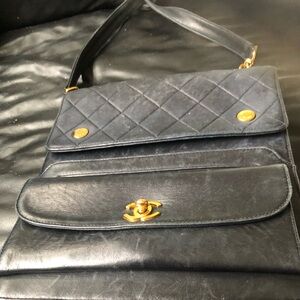 Chanel Black Shoulder Bag  
10 1/2 x 9